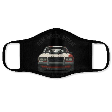 Discover Ram Wreck Repeat Demolition Derby Design Race Car Face Masks