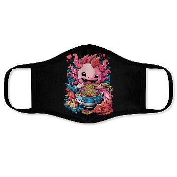 Discover Cute Axolotl Enjoying Bowl of Ramen in Vibrant Face Masks