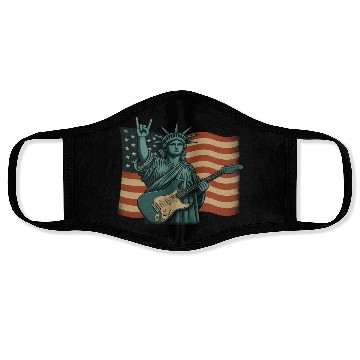 Discover 4th of July Statue Of Liberty Rock Guitar USA Flag Face Masks