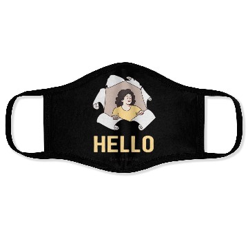 Discover Hello Quote with Peeking Character – Fun Greeting Face Masks