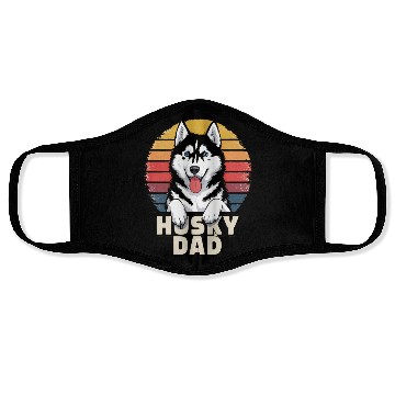 Discover Husky Dad Retro Rainbow Design Face Masks