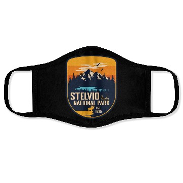 Discover Stelvio National Park Italy Vintage Sunset Camping Face Masks
