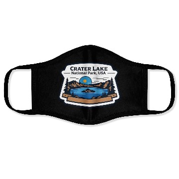 Discover Crater Lake National Park Southern Oregon USA Logo Face Masks