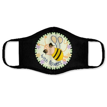 Discover Happy Bee with Flowers - Spring Vibes Face Masks