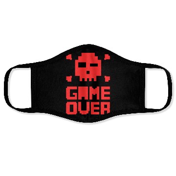 Discover Retro Pixel Game Over Skull Red Gamer Graphic Face Masks