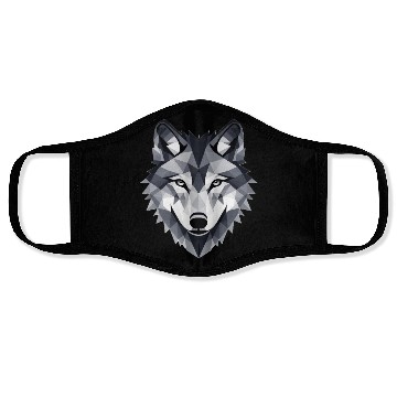 Discover artistic representation of a wolf's face Face Masks