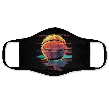 Discover Basketball Ball Retrowave Face Masks