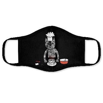 Discover Cat in a Chef Hat Baking a Cake Face Masks