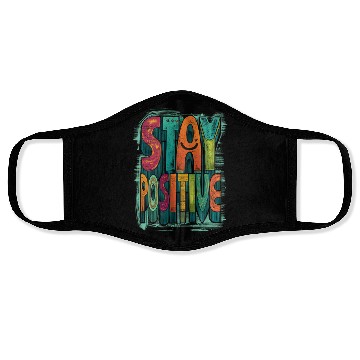 Discover Stay Positive – Retro Color Block Text Face Masks