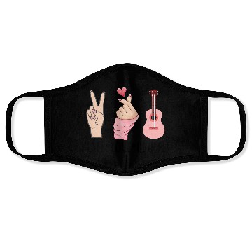 Discover peace love ukulele Face Masks