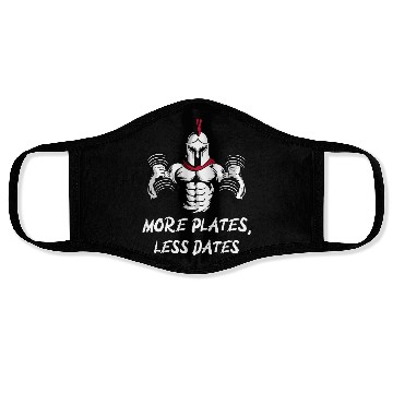 Discover More Plates, Less Dates Funny Gym Bro Face Masks