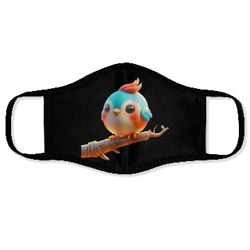 Discover Cute Little Bird Perched on a Branch Face Masks