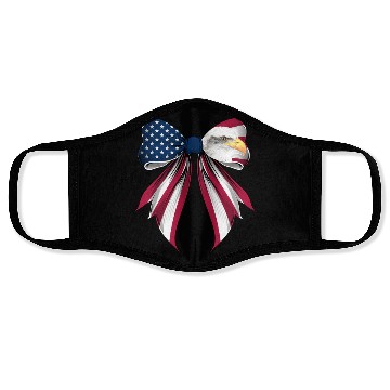 Discover Coquette Bow Bald Eagle Bird US Flag Patriotic Face Masks