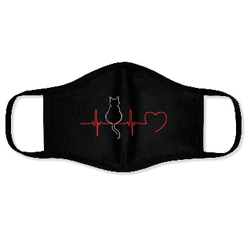 Discover Cat Lover Heartbeat – Feline ECG Design White Face Masks