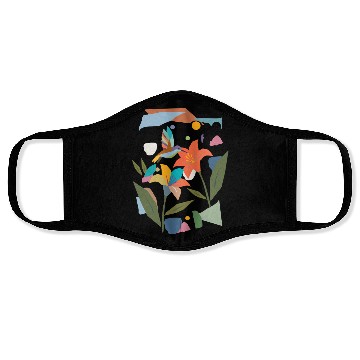 Discover Colorful Hummingbird with Flower - Colorful Nature Face Masks