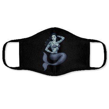 Discover Old School Clasic Tattooed Mermaid Pinup Face Masks
