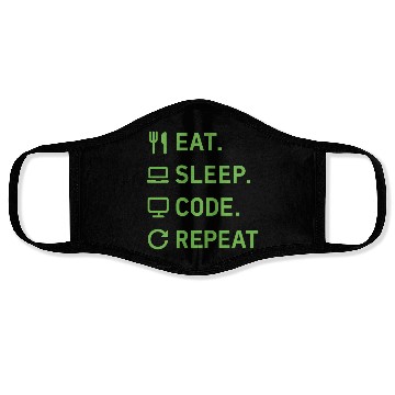 Discover Eat Sleep Code Repeat – Programmer Lifestyle Face Masks