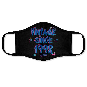 Discover Vintage Since 1992 Graffiti Glitch 33rd Birthday Face Masks