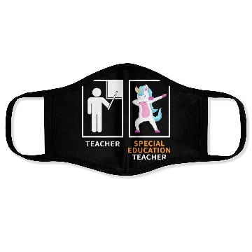 Discover Special education teacher dabbing unicorn Face Masks