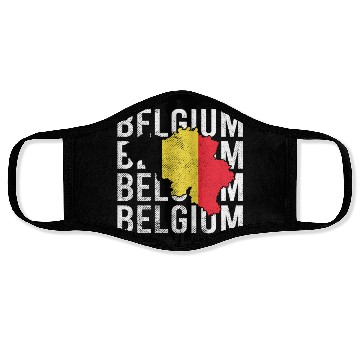 Discover Belgium Flag Map Vintage Look Face Masks