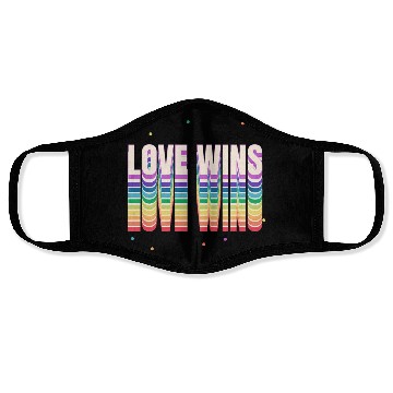 Discover Love Wins Retro Rainbow Pride Typography Face Masks