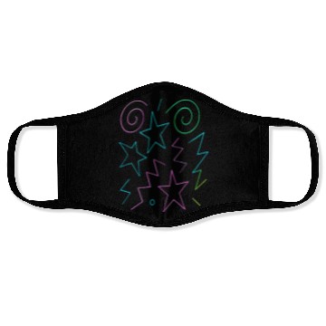Discover Neon Glow Stars & Swirls Pattern Face Masks