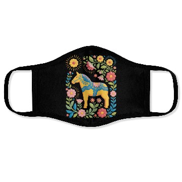 Discover Sunny Summer Dala Horse with Flowers Face Masks