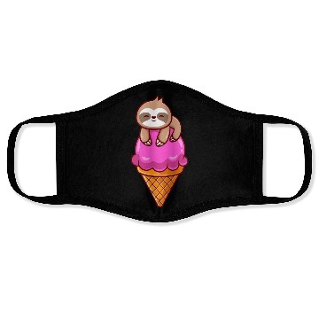Discover Adorable Sloth on Ice Cream Cone Print Face Masks