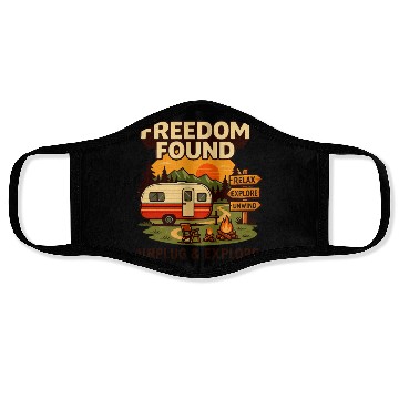 Discover Freedom Found Vintage Camper Adventure Face Masks