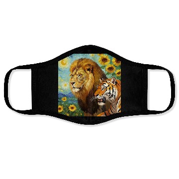 Discover Lion And Tiger Van Gogh Style Face Masks