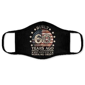 Discover Built 60 Years 60th Birthday Face Masks