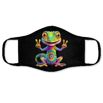 Discover Peace, Love & Lizards – Tie-Dye Gecko Vibes Face Masks
