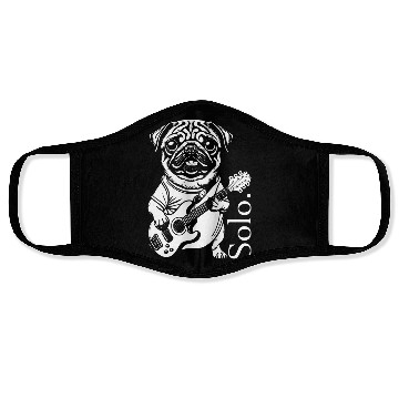 Discover Pug solo. Dark colors Face Masks