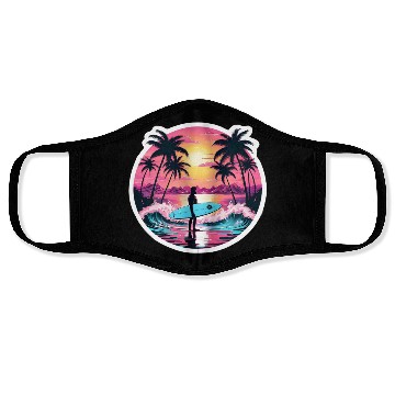 Discover 80s Synthwave Surfer | Retro Sunset Face Masks.