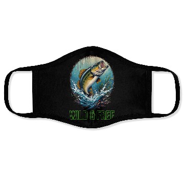 Discover Leaping Largemouth Bass - Wild & Free Art Face Masks