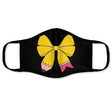 Discover Retro Pencil Coquette Bow Teacher Face Masks