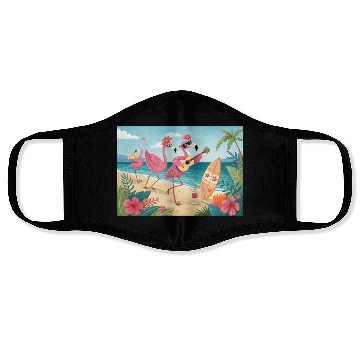 Discover Happy flamingo friends Face Masks