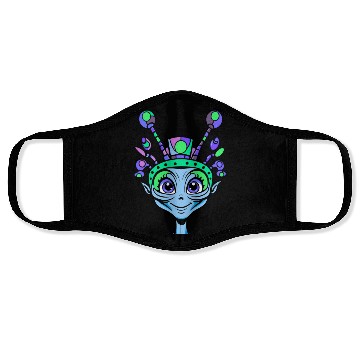 Discover Cute Alien Wearing a Funny Hat Face Masks