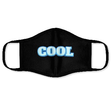 Discover COOL Ice Blue Bold Text Face Masks