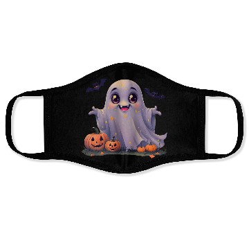 Discover Adorable Rounded Ghost Cartoon Face Masks.