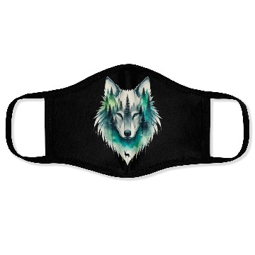 Discover Majestic Wolf with Nature Elements Design Face Masks