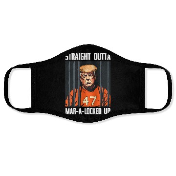 Discover Anti-Trump Funny Straight Outta Mar-A-Locked Up Face Masks