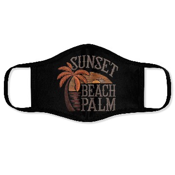 Discover Sunset Palms Beach Scene Design Face Masks
