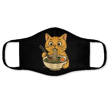 Discover Cat Eating Ramen Face Masks