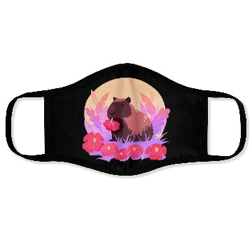 Discover Blooming Capybara Joy Face Masks