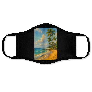 Discover Tropical Serenity – Peaceful Beach Landscape Art Face Masks