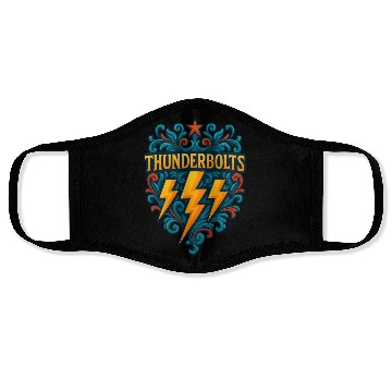 Discover Thunderbolts Emblem – Bold Lightning Crest Graphic Face Masks