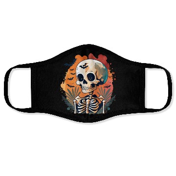 Discover Sunset Skeleton with Retro Vibe Face Masks