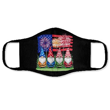 Discover Patriotic Gnomes Fireworks American Flag Face Masks
