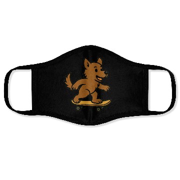 Discover Cute Dog riding Skateboard Face Masks